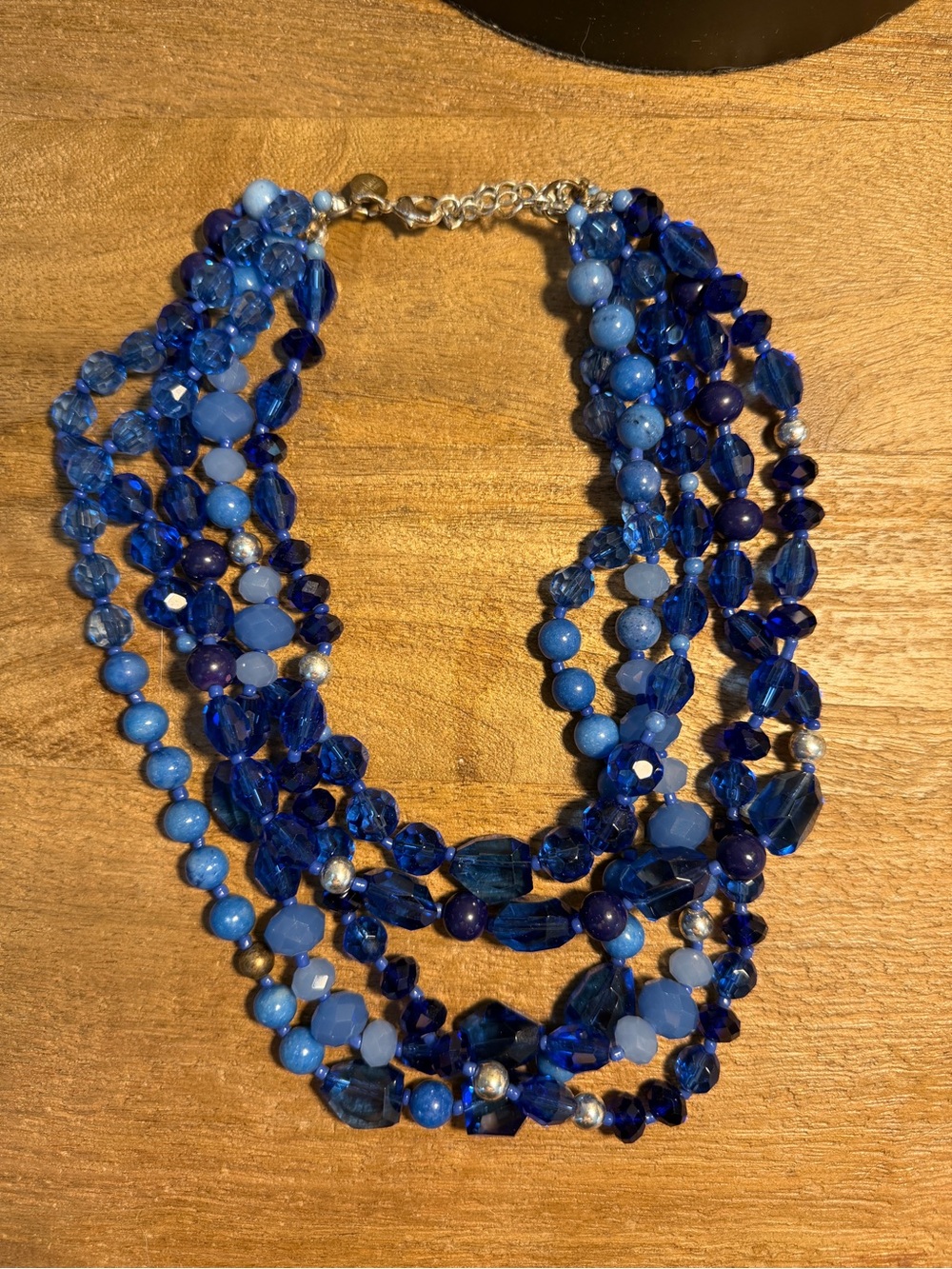 White House Black Market Layered Blue Beaded Statement Necklace